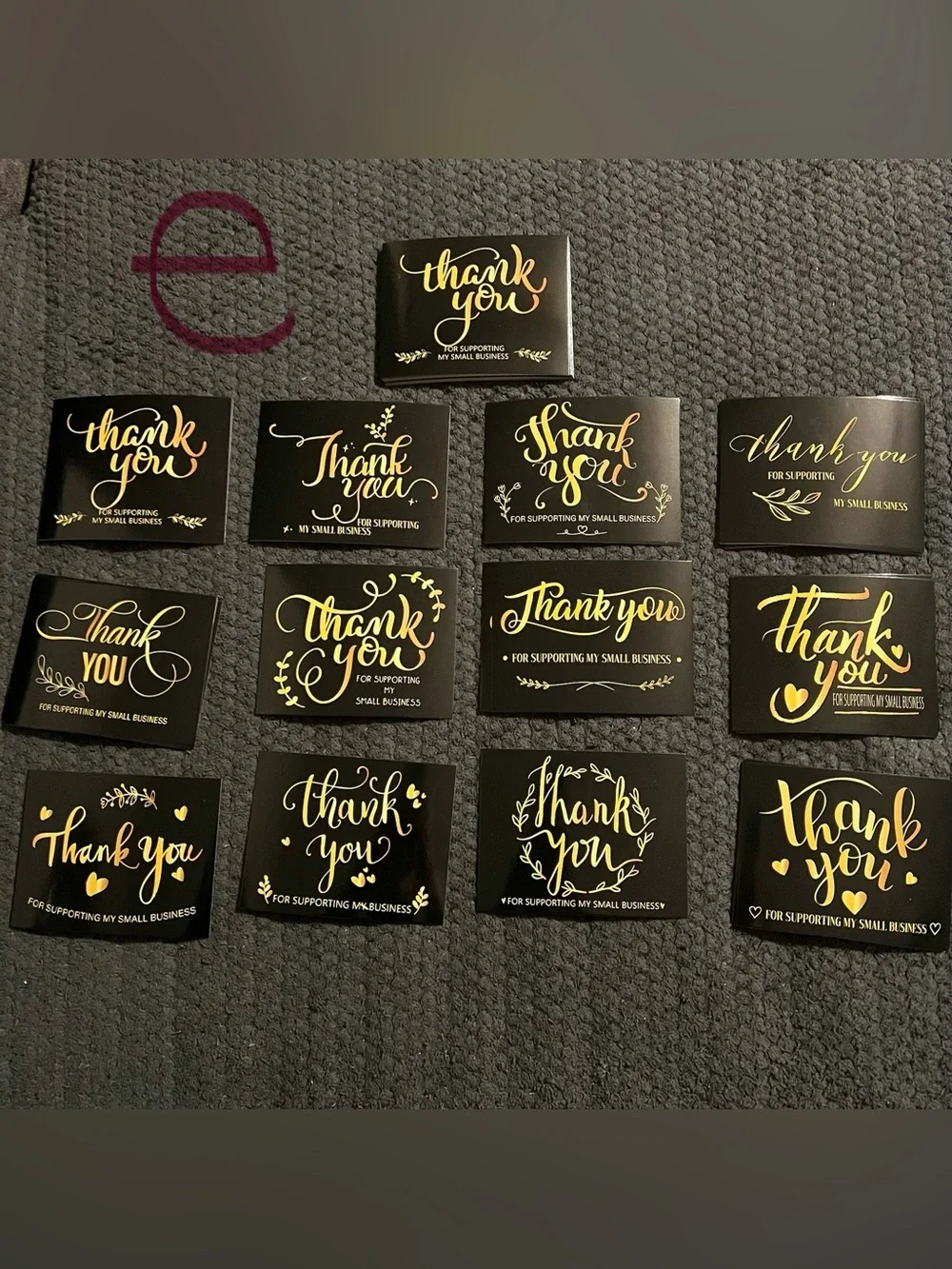 40 Thank You cards - Black with Gold Foil - Small Business Packaging